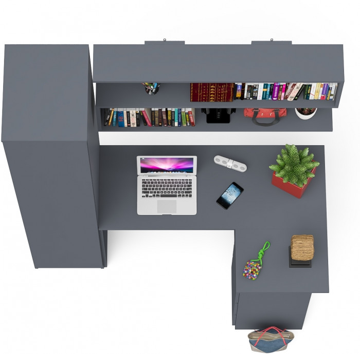 Мори компьютерный стол МС-16 правый + Пенал МШ400.1 + Полка 1200, графит