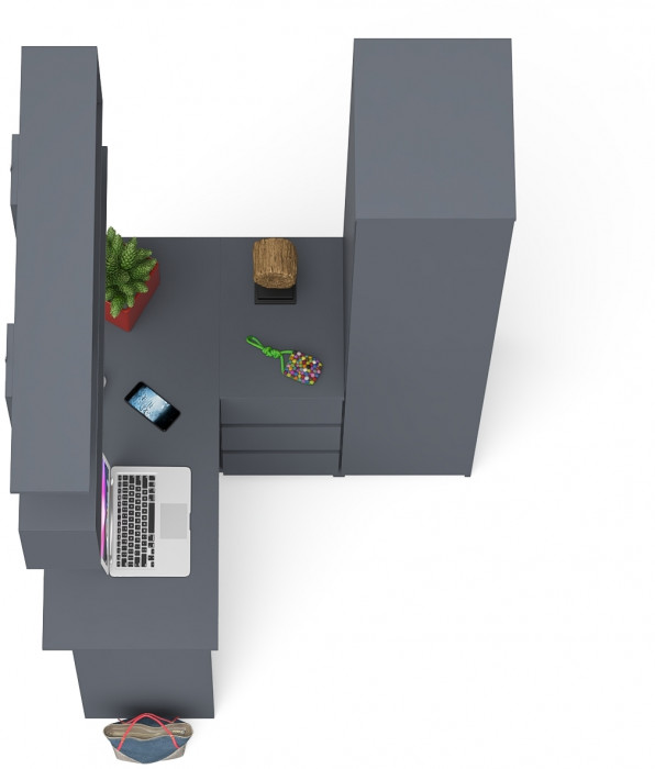 Мори компьютерный стол МС-16 правый + Пенал МШ400.1 + Полка 1200, графит