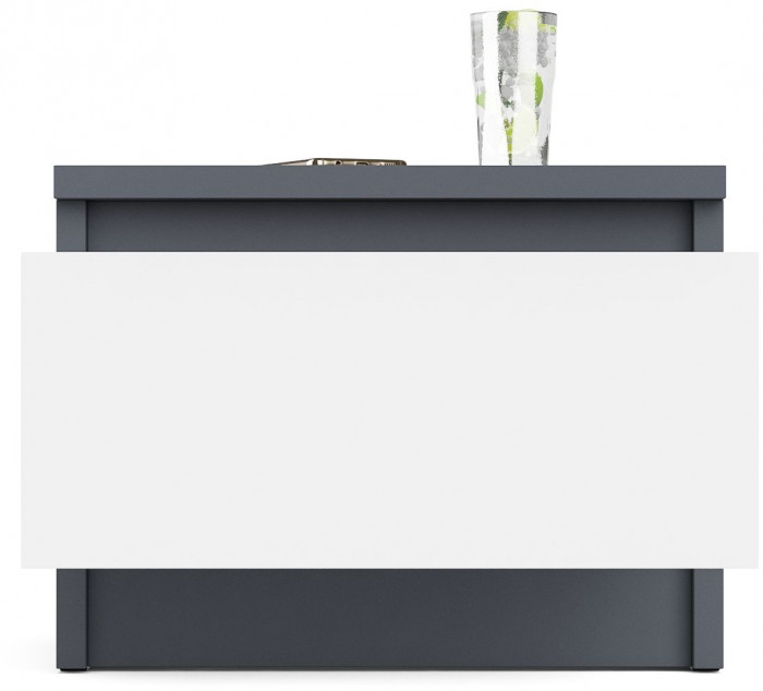 Мори Тумба прикроватная ТПМ400.1, цвет графит/белый, ШхГхВ 40,4х34,6х30 см.