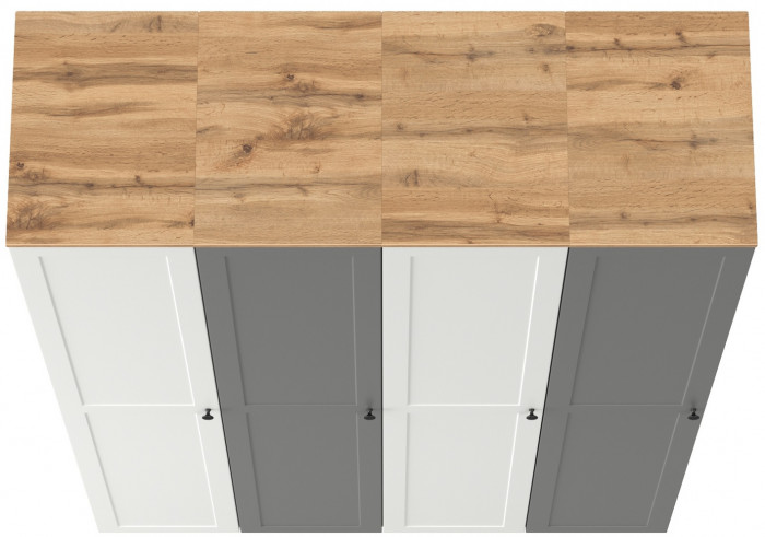 Остин 13.225 Шкаф-пенал 4 шт., белый шагрень/серый графит/дуб крафт золотой