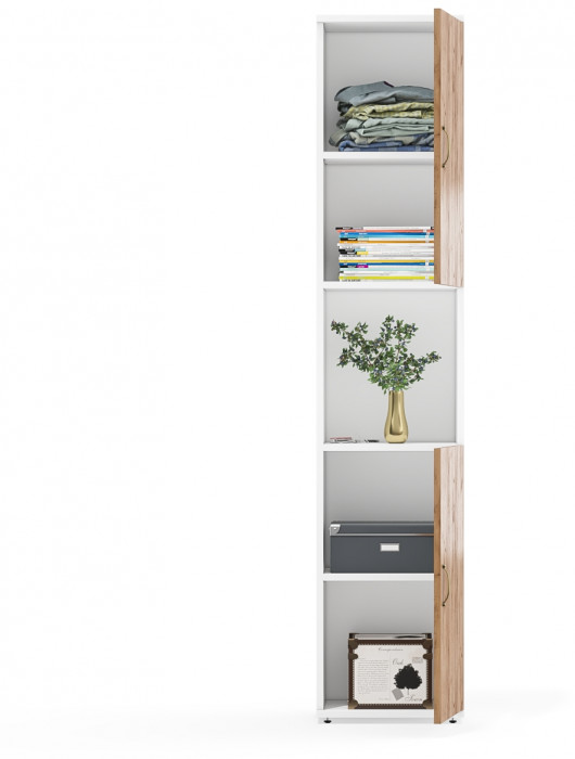 Лидер-8 Модуль Пенал, белый шагрень/крафт золото