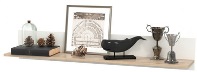 Джастин 16.485 Полка, цвет белый шагрень/дуб белый эксклюзив, ШхГхВ 120х21,6х20 см.