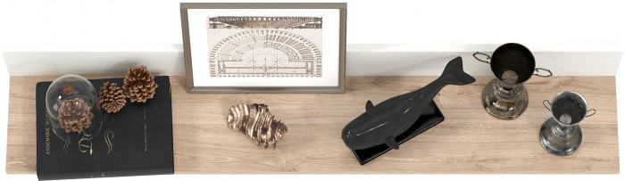 Джастин 16.485 Полка, цвет белый шагрень/дуб белый эксклюзив, ШхГхВ 120х21,6х20 см.