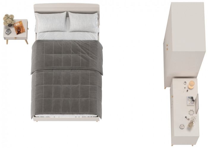 Афина Спальня 23-1200, цвет кашемир серый, сп.м. 1200х2000 мм., б/м, основание есть - фанера