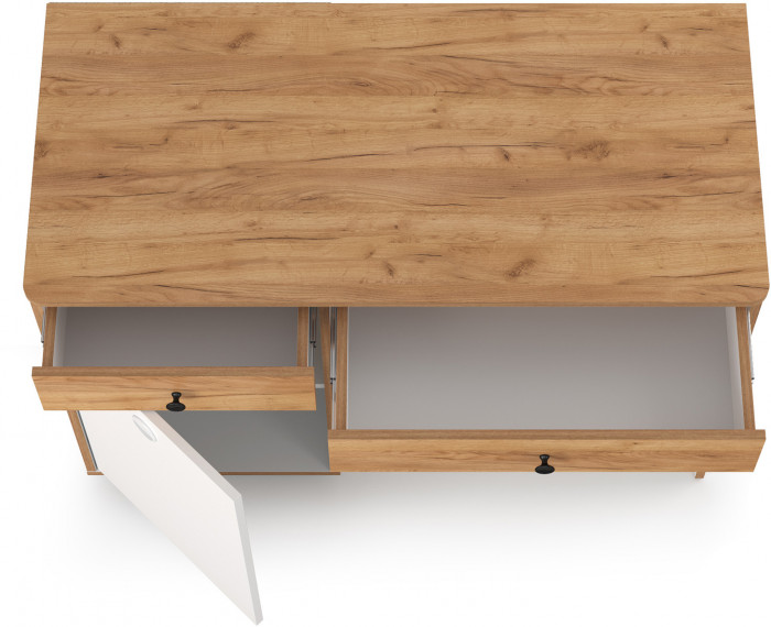 Вуди 12.42 Стол письменный, цвет белый премиум/дуб крафт золотой, ШхГхВ 110х52,7х78,4 см., универсальная сборка