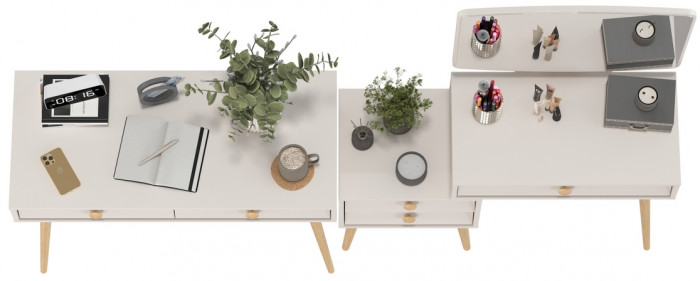 Афина Спальня Стол + Трюмо, цвет кашемир серый, ШхГхВ 100х45х76 + 105х38,6х129 см., универсальная сборка