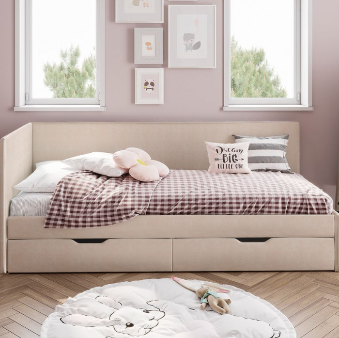 Кровать односпальная "Лео" КР-49 Белый/Крем