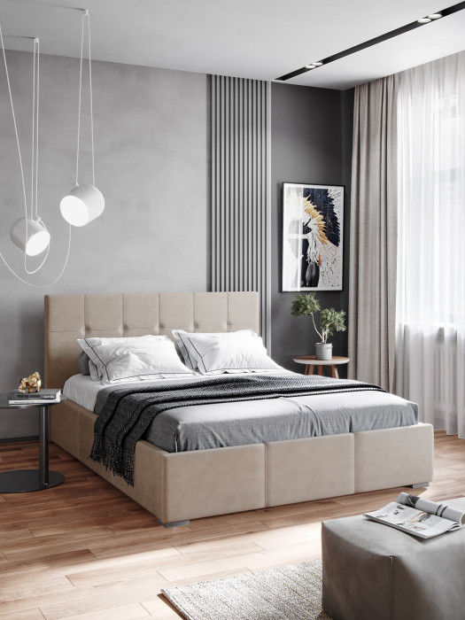 Рио Кровать интерьерная 160 бежевый квадрат, ПМ