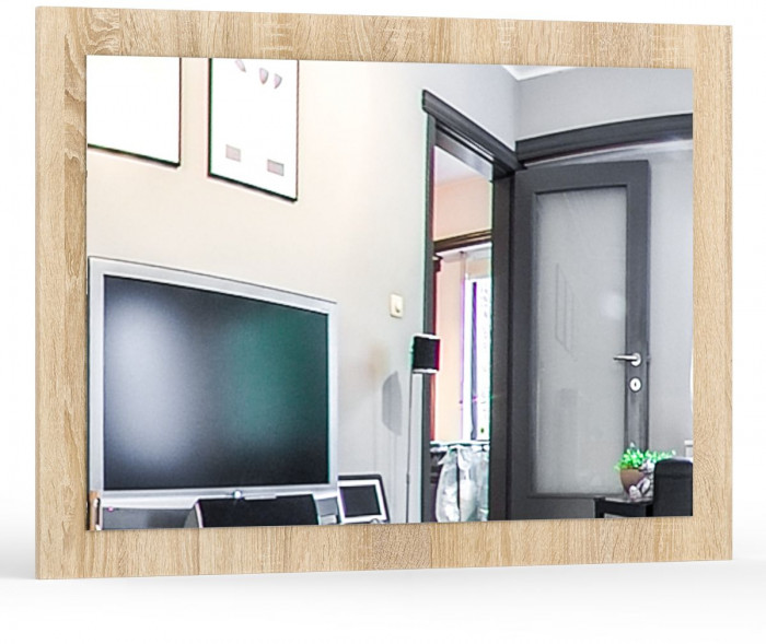 Камелия спальня № 5 Кровать 1400 + Две тумбы + Комод + Зеркало, цвет дуб сонома, сп.м. 1400х2000 мм., б/м, основание есть