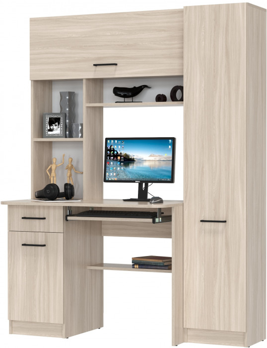 Стол рабочий 6-0603ТМяс.св Альфа, цвет ясень шимо светлый, ШхГхВ 137х61х181 см., универсальная сборка