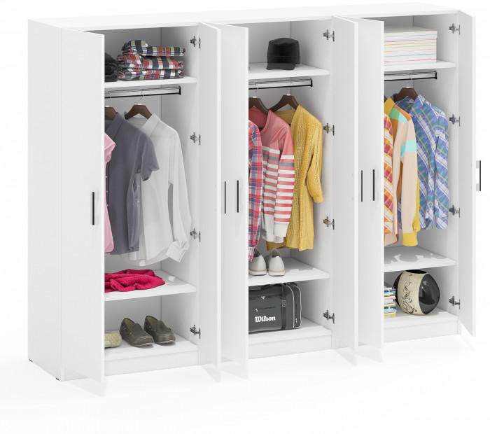 Три Шкафа С-МД-СК9Ш к компьютерному столу С-МД-СК9, цвет белый шагрень, ШхГхВ 210х45х160 см.