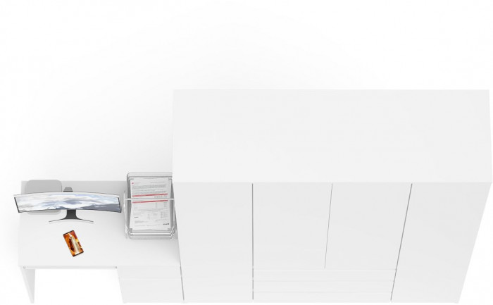 Мори компьютерный стол МС-1 правый + Шкаф МШ1600.1, белый