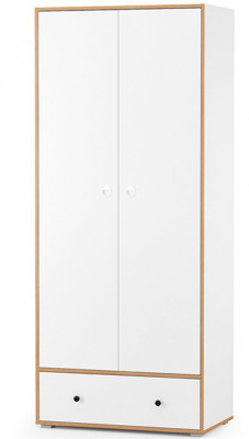 Вуди 13.138 Шкаф для одежды, цвет белый премиум/дуб крафт золотой, ШхГхВ 86х49,7х205 см.