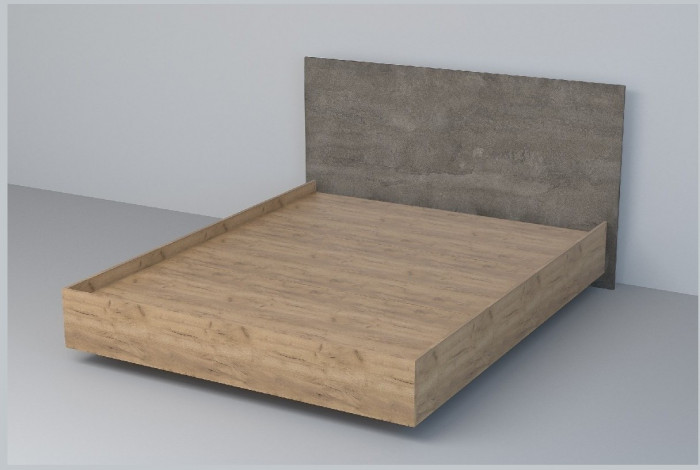 Кровать 1,6 арт.031 (ЛДСП) ЛН. (Бетон Светлый/Белый Глянец)