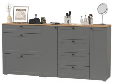 Остин 16.221 Комод + 16.121 Тумба для обуви, серый графит/дуб крафт золотой