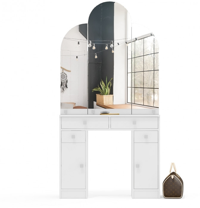 Туалетный столик Трельяж МД №2, белый шагрень