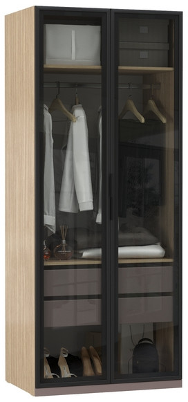 Амьен Шкаф-витрина 16.395, плейн/веллюто капучино