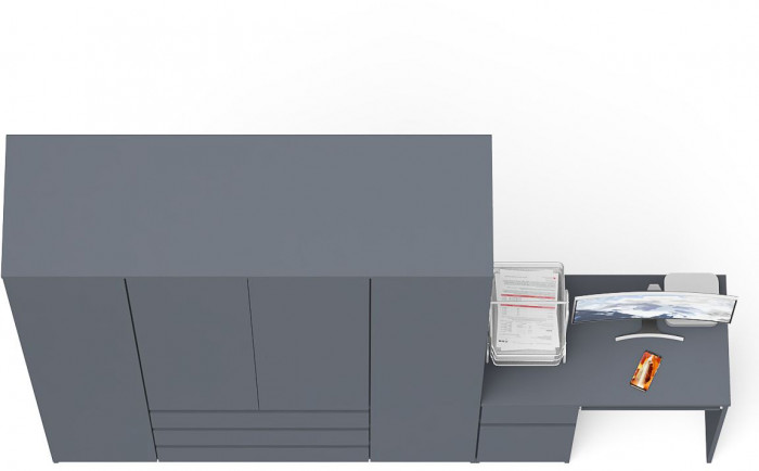 Мори компьютерный стол МС-1 левый + Шкаф МШ1600.1, графит