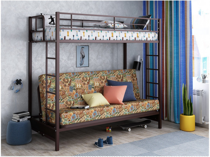 Двухъярусная кровать Мадлен 90/120х190, коричневая