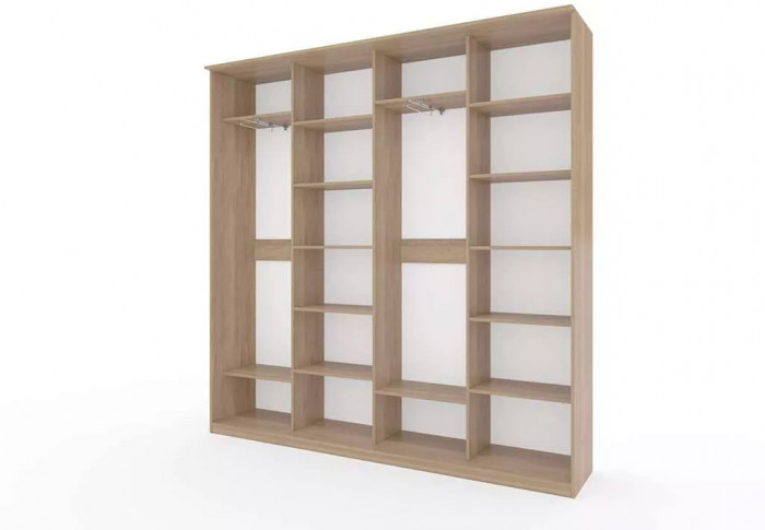 Шкаф купе Модерн 2362х450 4-х дверный 4-х секционный зеркальный с пескоструем №1 ясень