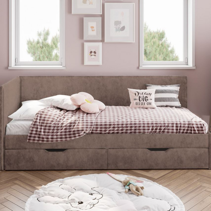 Кровать односпальная "Лео" КР-49 Белый/Маренго