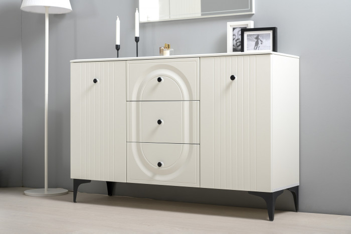 Валенсия Гостиная № 090, ЛДСП белый шагрень/МДФ белый шагрень