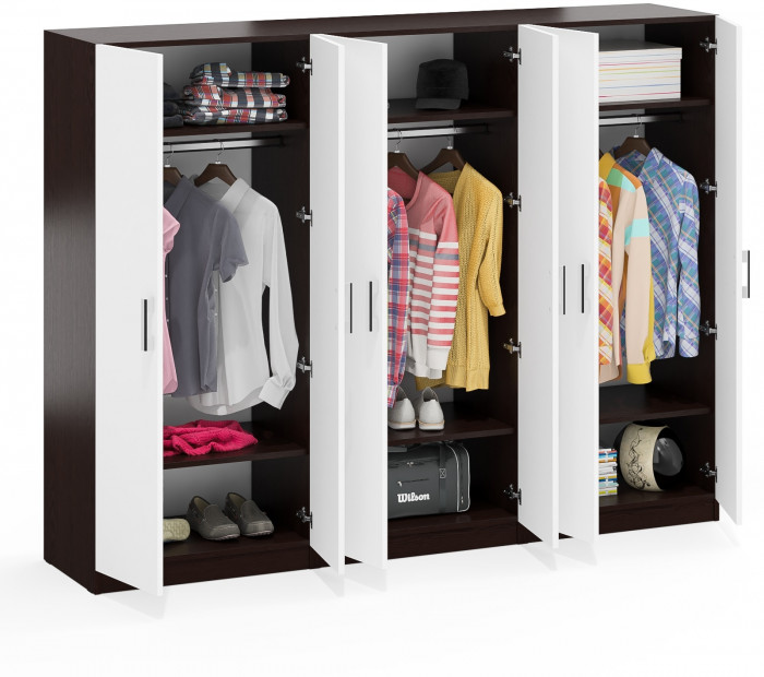 Три Шкафа С-МД-СК9Ш к компьютерному столу С-МД-СК9, цвет венге/белый шагрень, ШхГхВ 210х45х160 см.