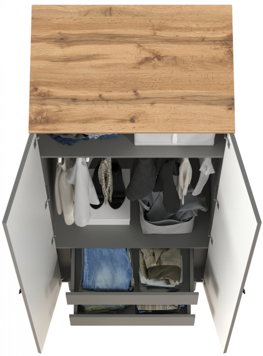 Остин 13.336.02 Шкаф для одежды(две двери), цвет серый графит/дуб крафт золотой, ШхГхВ 80х54,6х229,8 см.