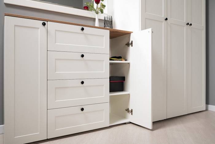 Остин 16.221 Комод + 16.221 Комод + 16.221 Комод, белый шагрень/дуб крафт золотой