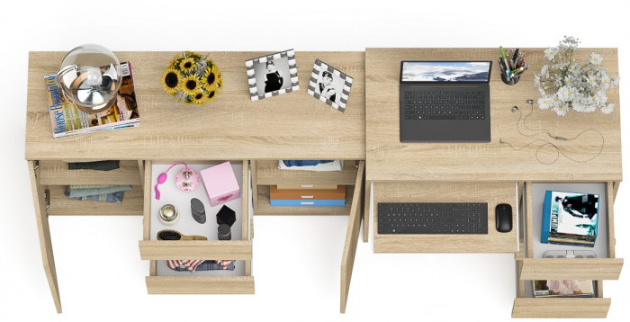 Мори Стол компьютерный МС-6 правый + Комод МК1200.3, цвет дуб сонома, ШхГхВ 210,4х50х76,6 см., выдвижные ящики справа, НЕ универсальная сборка