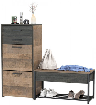 Трувор 13.241.03 Тумба для обуви + 13.241.06 Тумба для обуви, дуб гранж песочный/интра