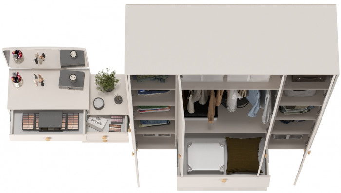 Афина Спальня Шкаф 4-х дверный + Трюмо, кашемир серый