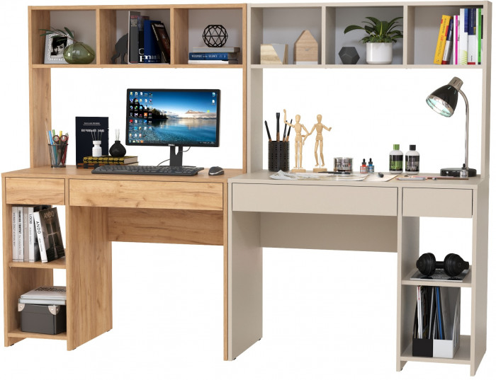 компьютерный стол Комфорт 12.77F + компьютерный стол Комфорт 12.77F, дуб крафт золотой/сатин