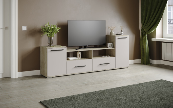 Тумба ТВ Парус-2, Дуб крафт серый/Кашемир