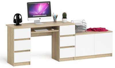 Мори Стол компьютерный МС-2 + Тумба МА900.1, цвет дуб сонома/белый, ШхГхВ 225,8х50,4х76,6 см., универсальная сборка