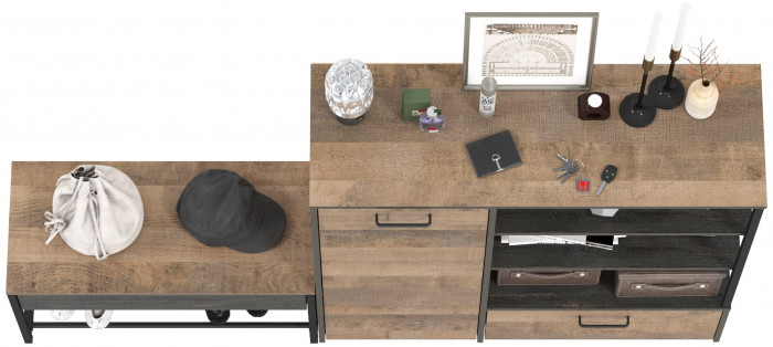 Трувор 13.241.03 Тумба для обуви + 13.307.01 Комод, дуб гранж песочный/интра