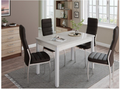 Стол обеденный Бостон-2 металл белый/белый гранит