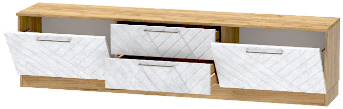 Тумба-4 под ТВ напольная "Иннэс-7", Крафт золотой/Бетон снежный