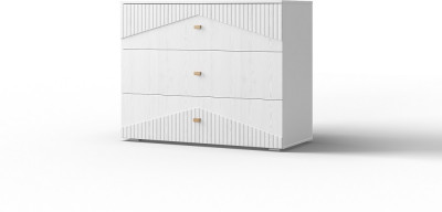 Комод трехъящечный "Оливия" - Белый текстурный/Ясень белый