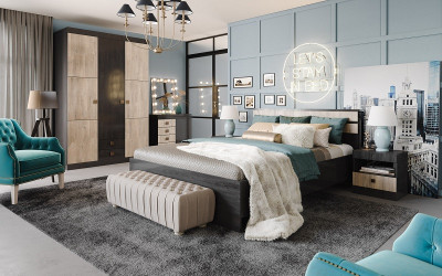 Набор мебели для спальни "Лондон" - Дуб кентерберри/Сосна натуральная