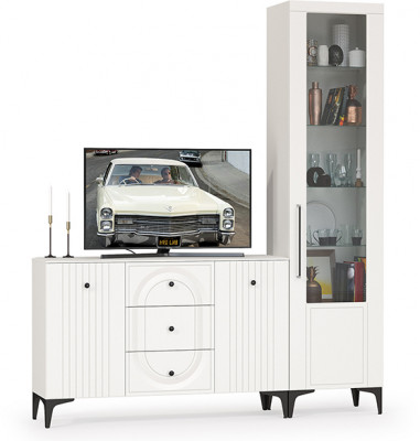 Валенсия Гостиная № 092, ЛДСП белый шагрень/МДФ белый шагрень