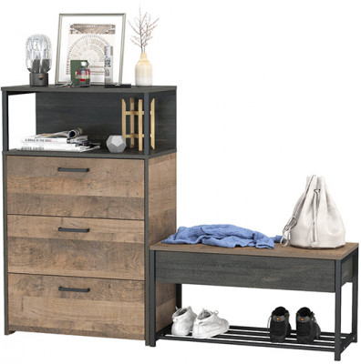 Трувор 13.241.03 Тумба для обуви + 13.307.02 Комод с ящиками, дуб гранж песочный/интра