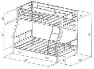 Двухъярусная кровать Гранада-1ПЯ, коричневая / Дуб (ясень шимо темный, Коричневый)