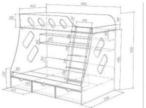 Дельта-20.01 Детская двухъярусная кровать с лестницей (Розовый, Белый)