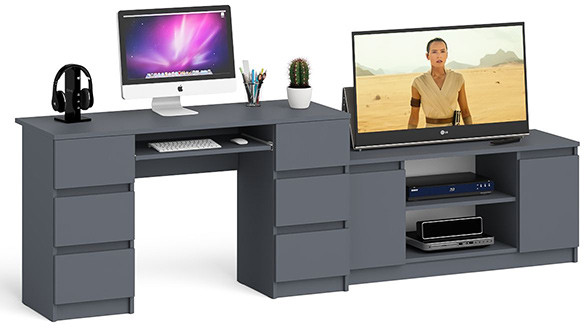 Мори компьютерный стол МС-2 + Тумба МТВ1200.1, графит