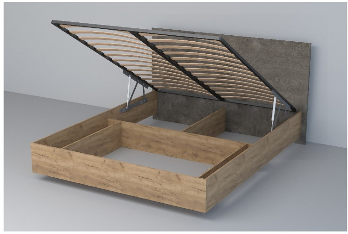 Кровать 1,6 арт.031 (ЛДСП) ПМ (Бетон Светлый/Белый Глянец)