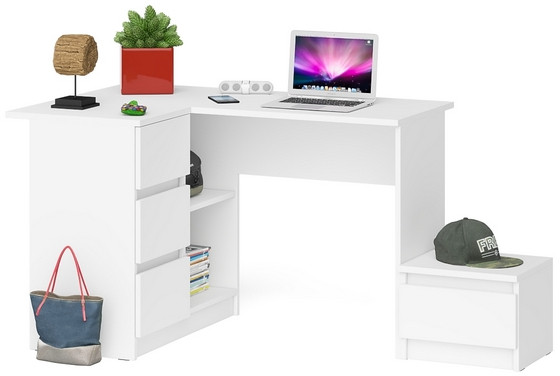 Мори компьютерный стол МС-16 левый + Тумба ТМП400.1, белый