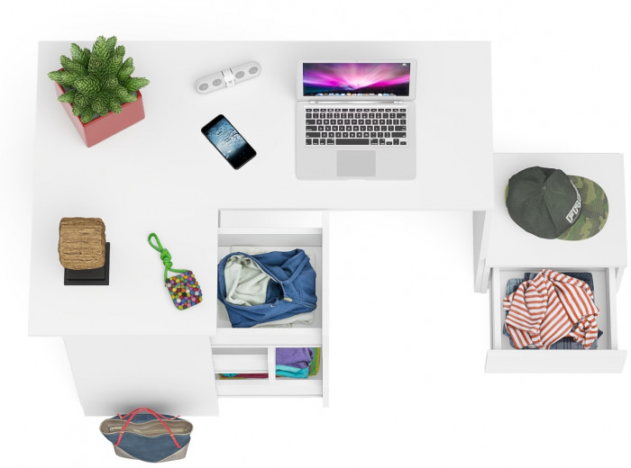 Мори компьютерный стол МС-16 левый + Тумба ТМП400.1, белый