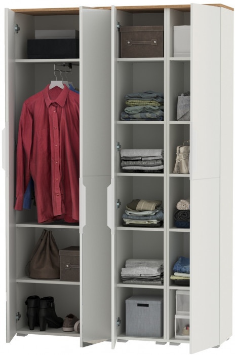 Октава Набор шкафов 01, белый шагрень/дуб крафт золотой/фасады МДФ белый шагрень