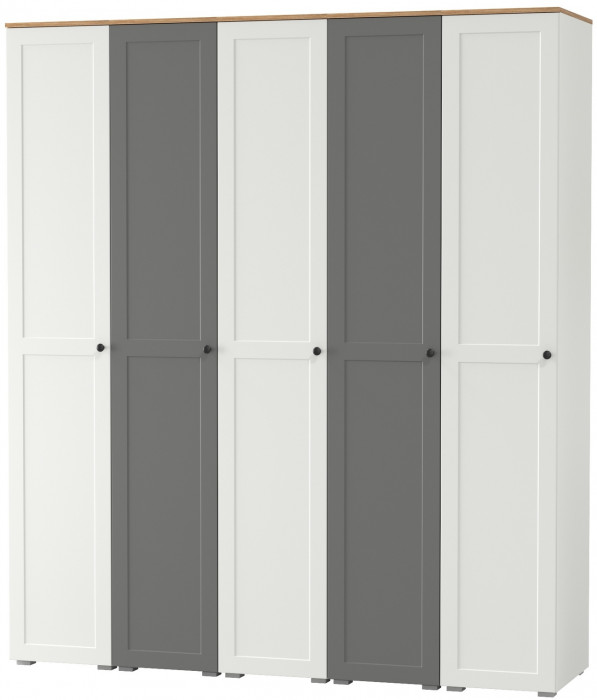 Остин 13.225 Шкаф-пенал 5 шт., белый шагрень/серый графит/дуб крафт золотой